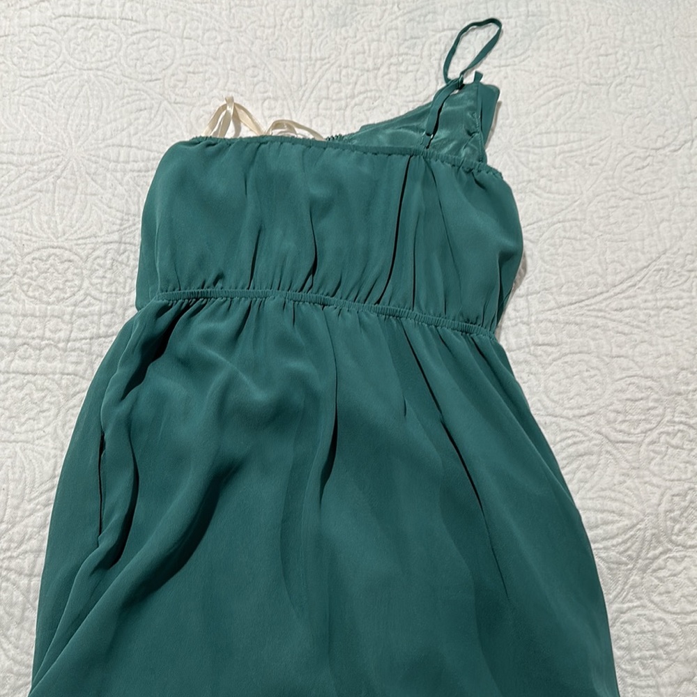 BCBG Ruffled, One Shoulder, Green Dress - Picture 5 of 5